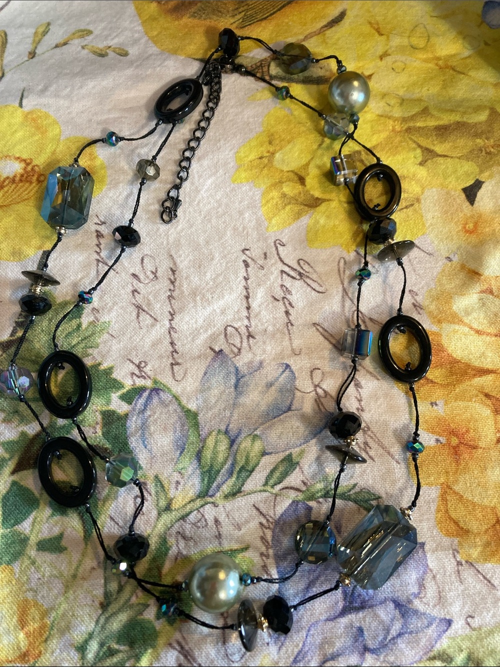 80’s Style Long Beaded Necklace with AB